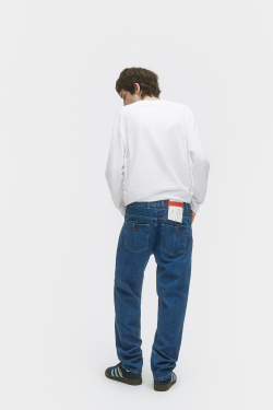 Джинсы прямые мужские синие Men Straight Dark blue