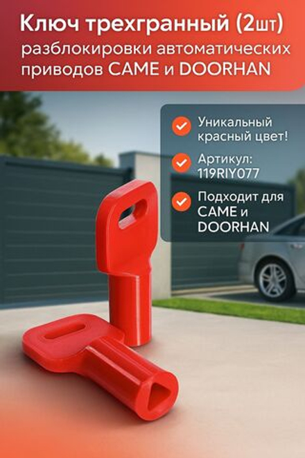 Ключ разблокировки для ворот CAME DoorHan GROW трёхгранный 2 шт. 119RIY077S 119RIY077