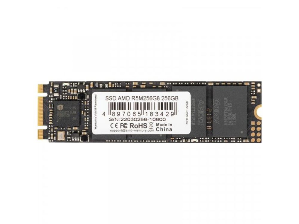 SSD накопитель AMD Radeon R5 256ГБ, M.2 2280, SATA III, [R5M256G8]