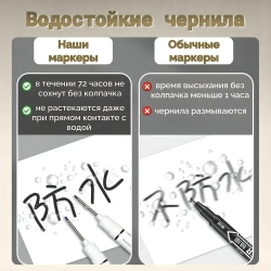 Маркер строительный тонкий разметочный с длинным наконечником, 5 шт (черный, красный, синий, зеленый, белый)