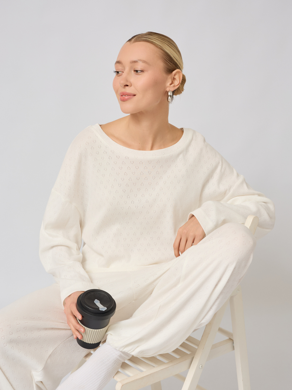 Пижама с брюками и лонгсливом " сердечки"