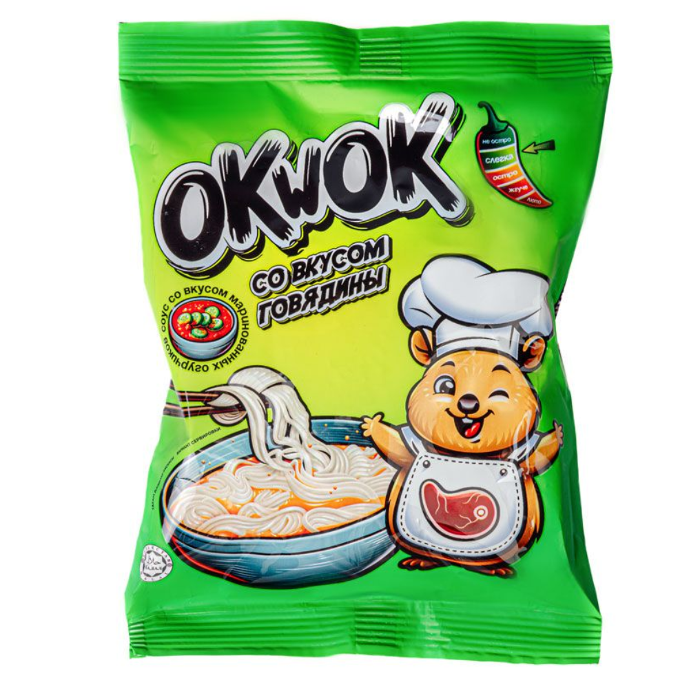 Лапша OKWOOK Со вкусом говядины 100 гр