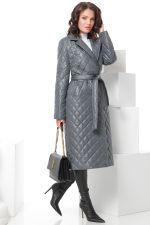 Пальто стеганое серое с поясом DStrend (Акция)