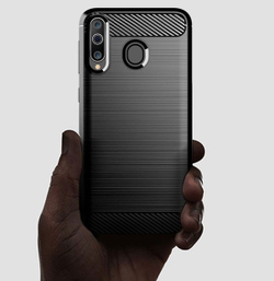 Чехол для Samsung Galaxy A40S (Galaxy M30) цвет Black (черный), серия Carbon от Caseport