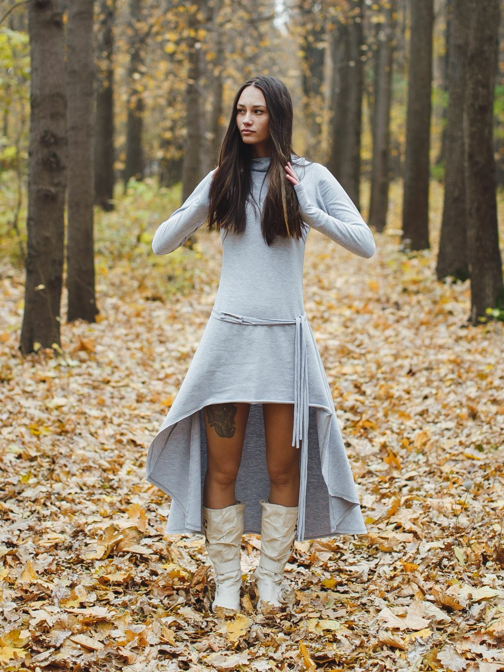 Платье Chintamani с длинным рукавом сер.меланж