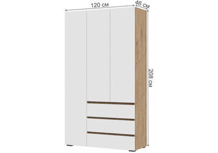 Шкаф Woodville Элла ШК 06 белый, дуб крафт золото