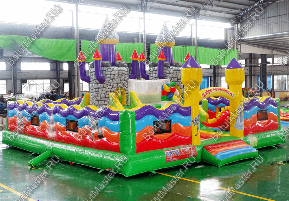 Надувной батут "Средневековье" 8*8*5 м, с цветным полом и стенами