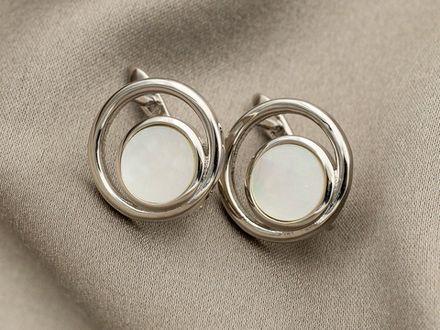 Швензы Круглые 15мм, с перламутром