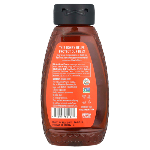 Wholesome Sweeteners, органический мед со знаком справедливой торговли, 454 г (16 унций)