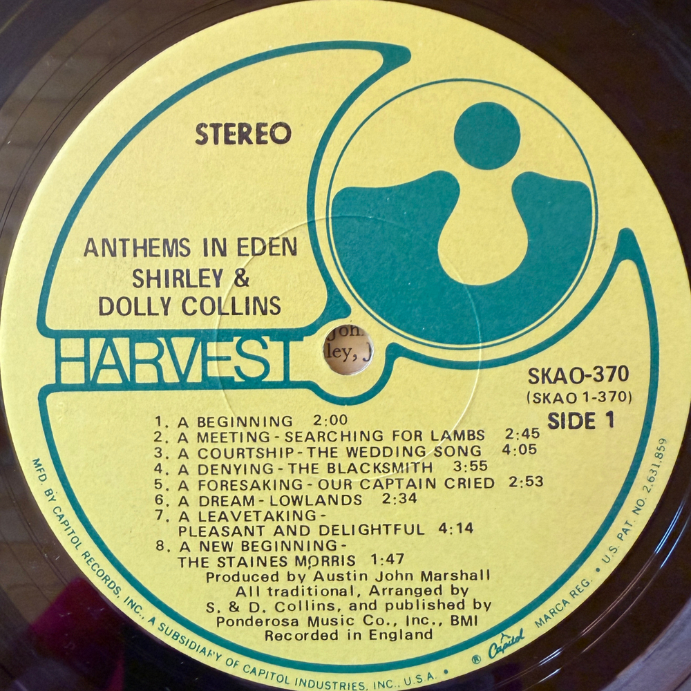 Shirley Collins & Dolly Collins ‎– Anthems In Eden (США 1969г.) Т