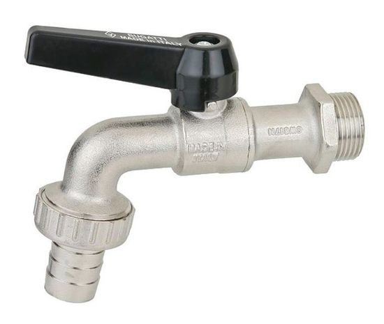 Кран шаровой садовый Bugatti Alaska 689 1/2" НР со штуцером ручка-рычаг 06890081