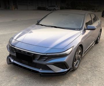 Сплиттер переднего бампера Hyundai Avante / Elantra 2023-2026 (тип 3) чёрный глянец