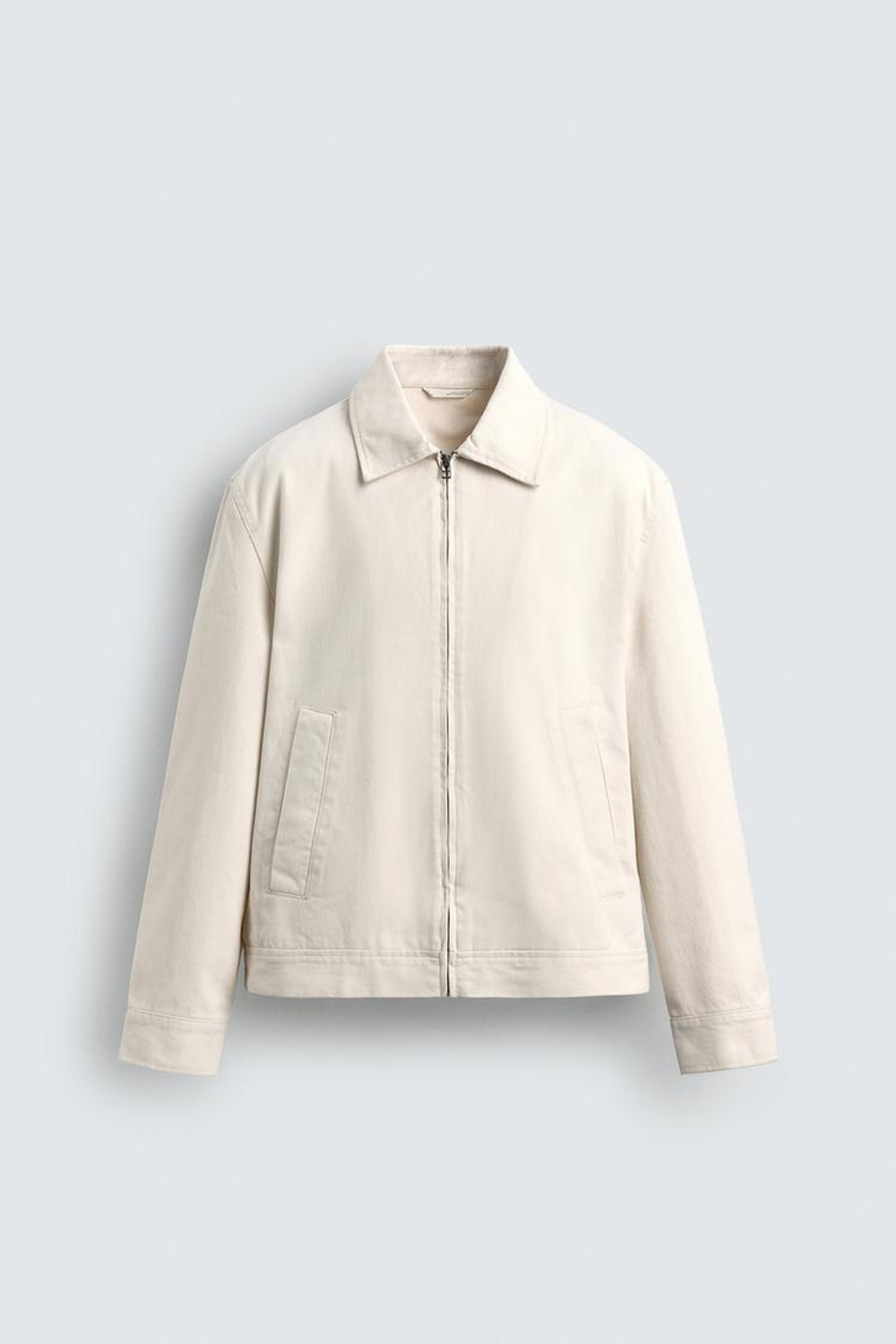 ZARA КУРТКА-РУБАШКА ИЗ ТКАНИ С РЕЛЬЕФОМ НА МОЛНИИ, ЭКРЮ