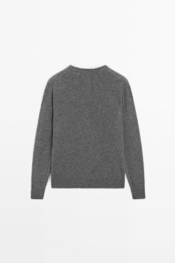Massimo Dutti Свитер из 100% кашемира с длинными рукавами, серый