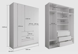МОРИ МШ1600 Шкаф с 4мя дв и 3мя ящ. (ш1604*г478*в2100мм), ЛДСП Графит