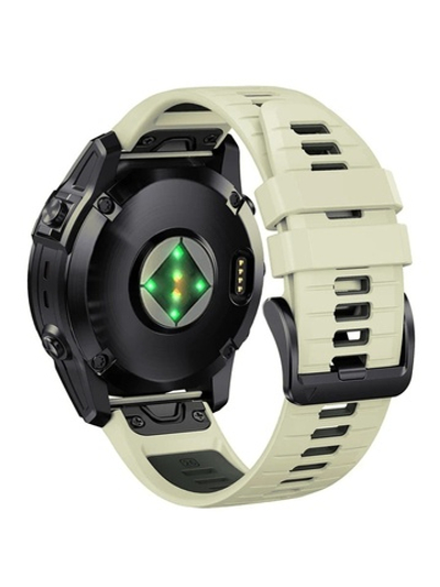 Ремешок двухцветный QuickFit 26 мм для Garmin Fenix 7x/6x/5x/5x plus/3, Descent, Tactix, Enduro, D2, Instinct 2X силиконовый (S26-PRO7X-2-BEIG)