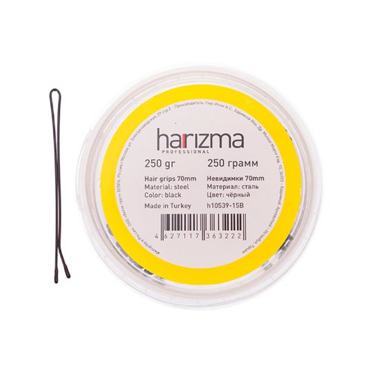 Невидимки для волос Harizma, 70 мм, прямые, черные (h10539-15B)