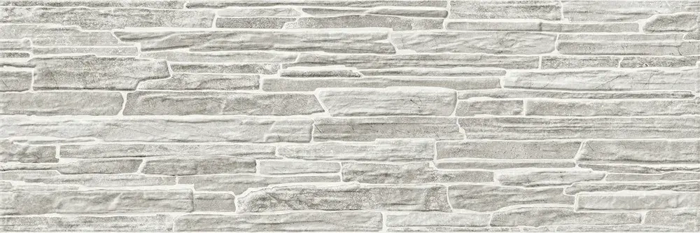 Настенная плитка ALMA Ceramica TWA11ROK717 Rocko 60x20 серая глянцевая рельефная под бетон / цемент