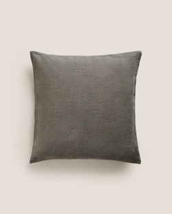 ZARA HOME ЛЬНЯНОЙ ЧЕХОЛ ДЛЯ ДЕКОРАТИВНОЙ ПОДУШКИ, ТЕМНО-СЕРЫЙ