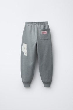 ZARA БРЮКИ-ДЖОГГЕРЫ С НОМЕРОМ, СЕРЫЙ/НЕЖНО-КОРИЧНЕВЫЙ