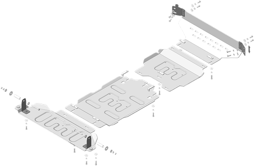 Защита алюминиевая 5 мм Р,Д,ПДф,КПП,РК для Dodge Ram 1500;V=3,0; с 2024 (акт. спойлер) Motodor.32913