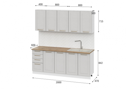 Кухня Милена 2,0м Белый / Белый арт