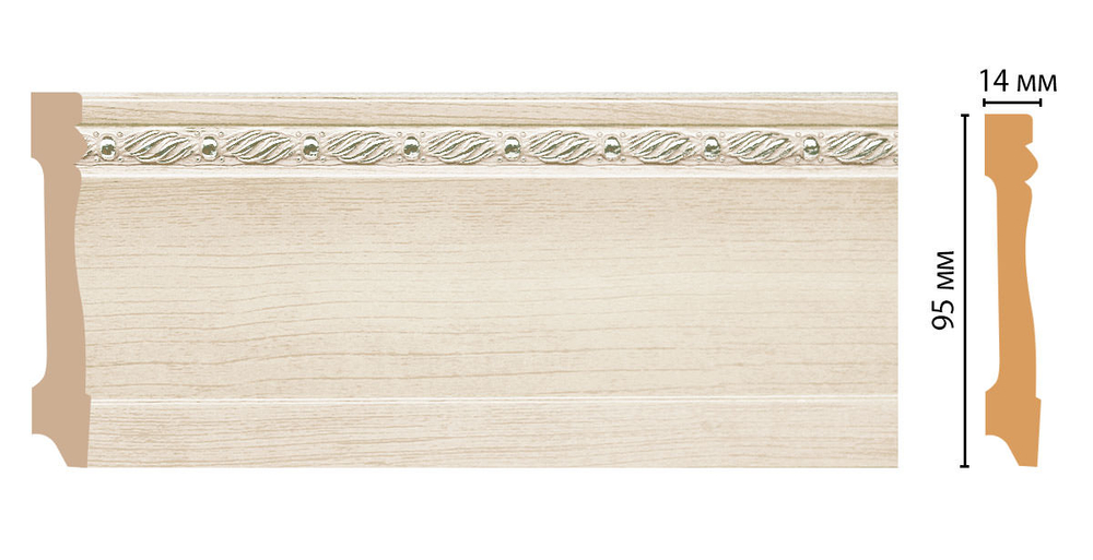 Плинтус напольный дюрополимер под дерево D195-14 95×14×2400 мм DecoMaster