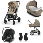 Коляска Cybex Balios S Lux TPE 2025 Aton B2 i-Size Volcano Black 3 в 1 Almond Beige
