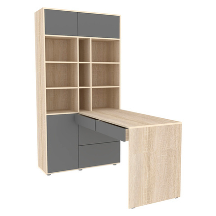 Стол письменный со стеллажом КарИВи 1000 Дуб Сонома Темно-серый