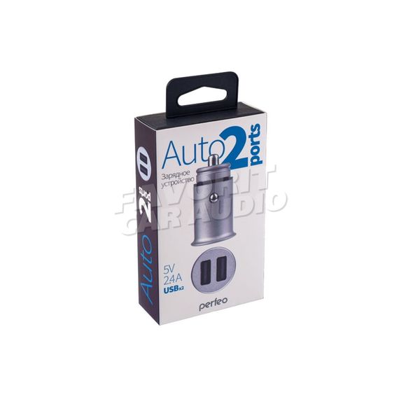 АЗУ 2USB Perfeo AUTO 2 4800mA металл серебряный