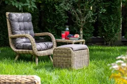 "Толедо" кресло плетеное с подушками, цвет соломенный