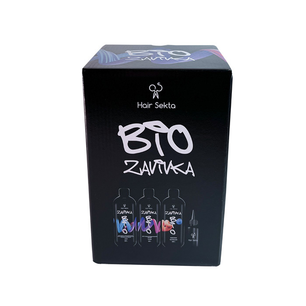 Hair Sekta BIO-Завивка набор для завивки волoс Light, Hard, фиксатор (3х500мл)+флакон с аппликатором 100 мл