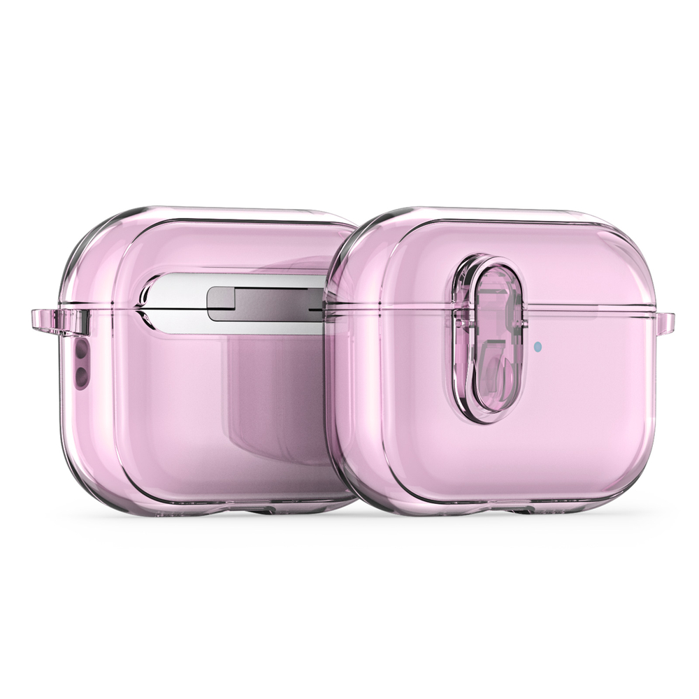 Чехол прозрачный розовый для наушников AirPods Pro 3, серия PECL Series от Dux Ducis, в комплекте с карабином