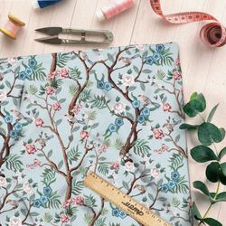 Ткань шифон весенние нежные ветви цветов