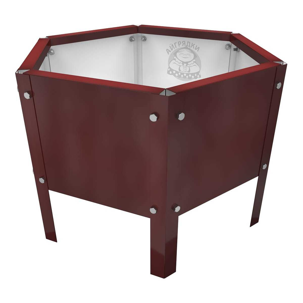 Клумба многоугольная оцинкованная с ножками 1 ярус RAL 3011 Красно-коричневый