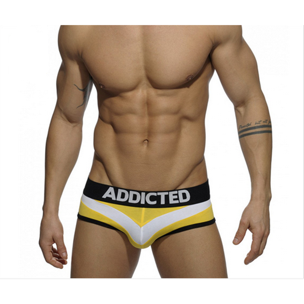 Мужские трусы брифы желто-белые ADDICTED Arrow Brief Yellow-White