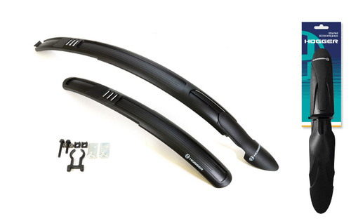 Крылья HOGGER 27-29", к-кт перед./задн. раздвижное, крепеж: перед. за бустер вилки, заднее двойное за раму; ширина 60мм, пластик, черный
