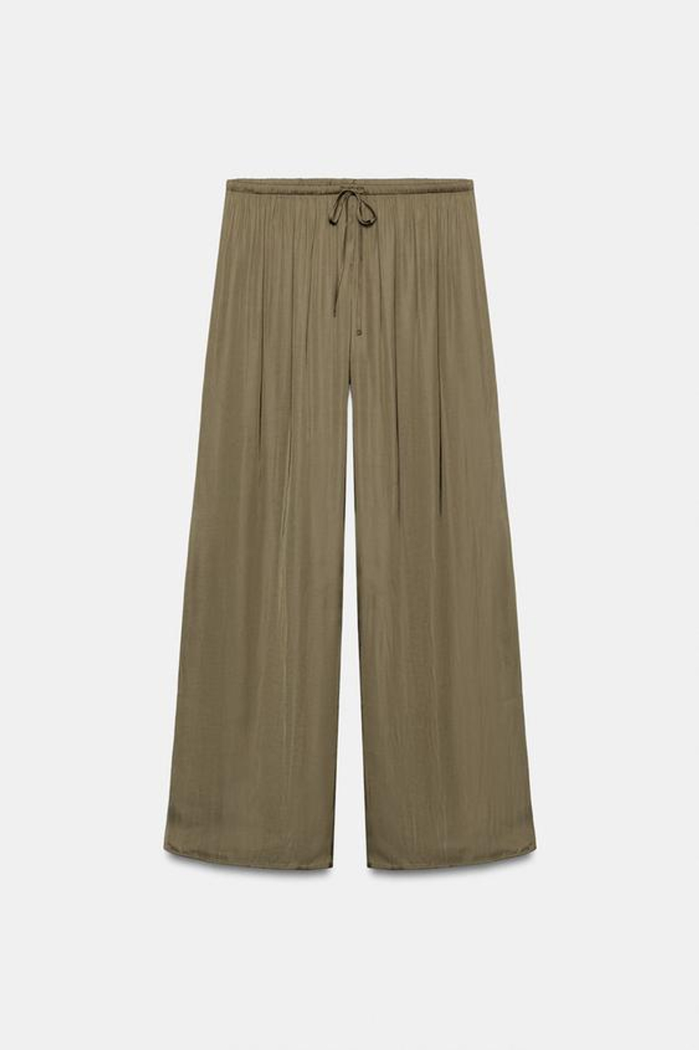ZARA СВОБОДНЫЕ БРЮКИ ПАЛАЦЦО, ТЕМНЫЙ ХАКИ