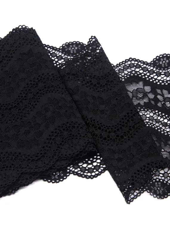 1386 Кружево эластичное 18,5 см, Италия, черный 170