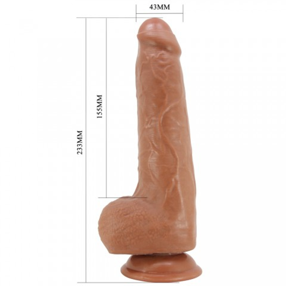 Реалистичный фаллоимитатор на присоске Draco Sliding skin (23,3*4,3 см) коричневый