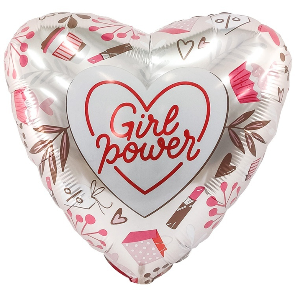 Фольгированная фигура, сердце, GIRL POWER Конфетка,18"/46СМ