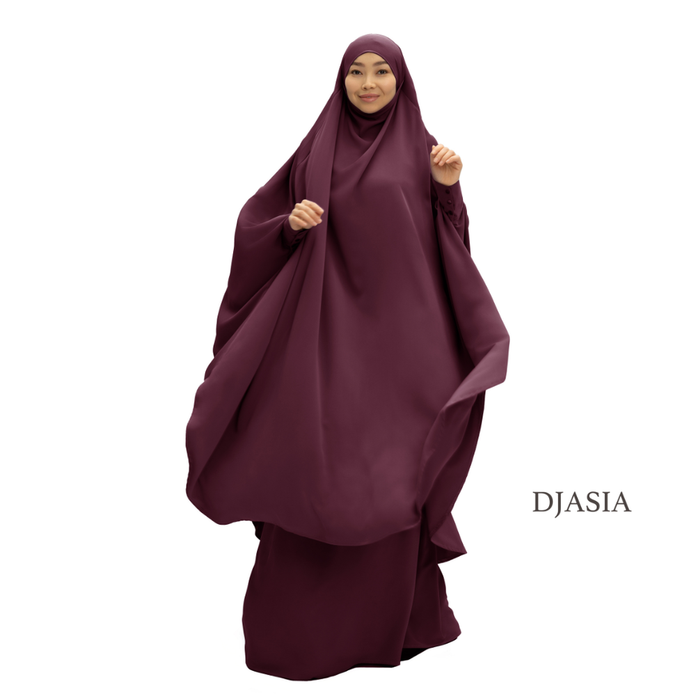 SET: KHIMAR WITH TIE SLEEVES AND  SKIRT FROM ABAY SILK