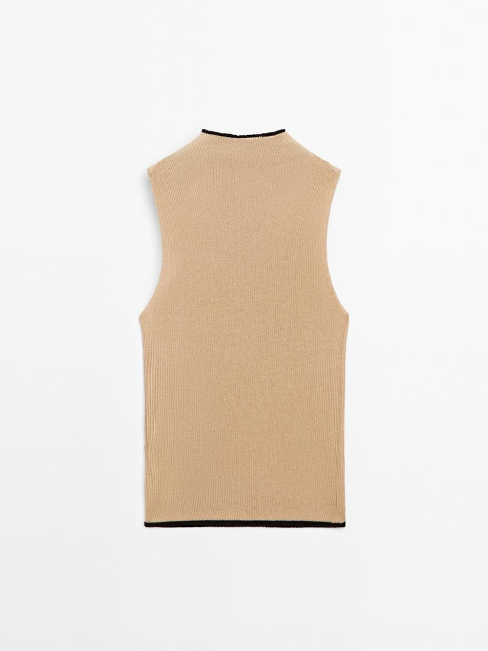 Massimo Dutti Топ из хлопковой смеси с набивным рисунком, пудровый