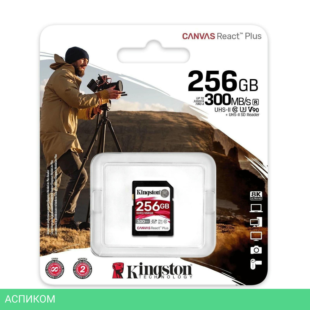 Карта памяти Kingston SDXC 256Gb Class10 (SDR2/256GB)