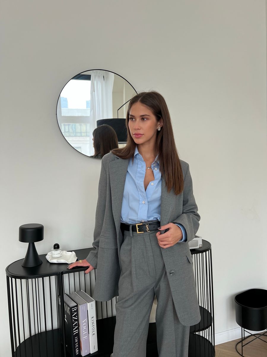 Брюки из вискозы со складкой темно-серые