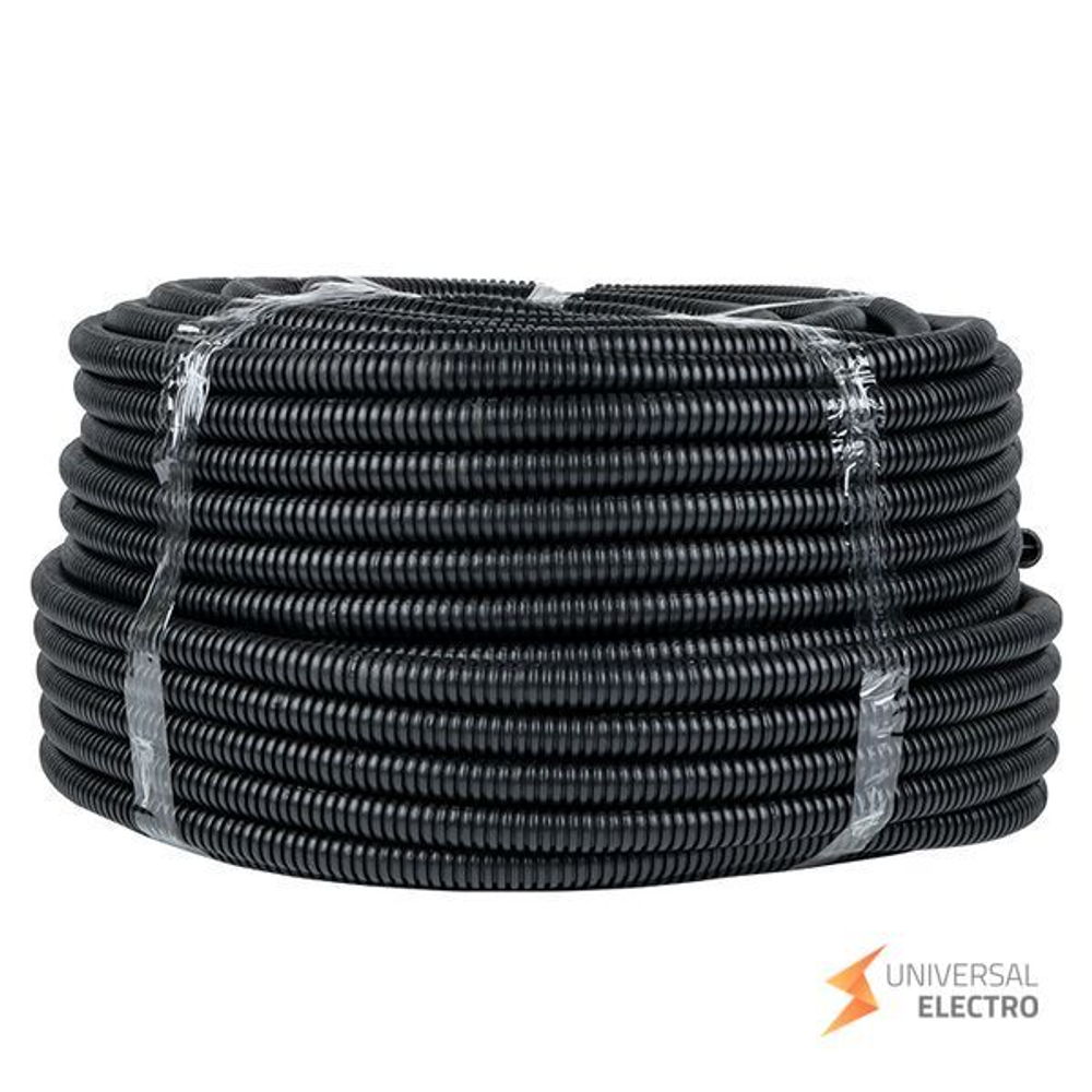 Труба гофр, ПНД тяжелая с протяжкой d20 мм (100 м) черная EKF-Plast