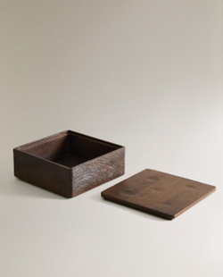 Zara Home Коробка для хранения из дерева, цвет коричневый, 14 см