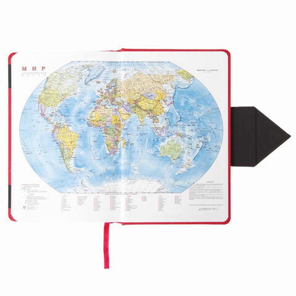 Ежедневник недатированный А5 138x213 мм BRAUBERG "Waves" под кожу, застежка 160 л., красный/черный, 111874