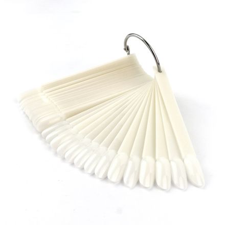 Палитра Веер для лаков на металлическом кольце форма Миндаль цвет Натуральный, 50шт