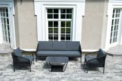 "Канны" лаунж-зона 5-местная плетеная из роупа (веревки), цвет темно-серый